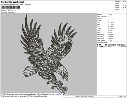 Eagle Embroidery File 5 size