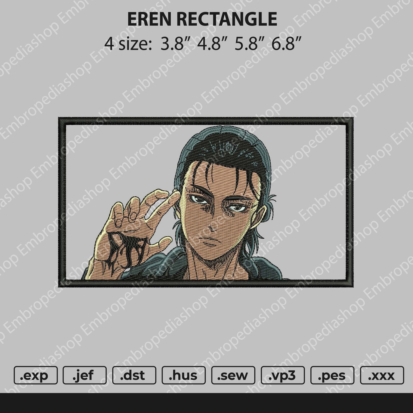 Eren Rectangle Embroidery File 4 size