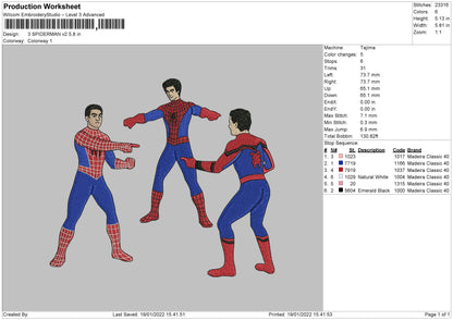 3 Spiderman V2 Embroidery File 4 size