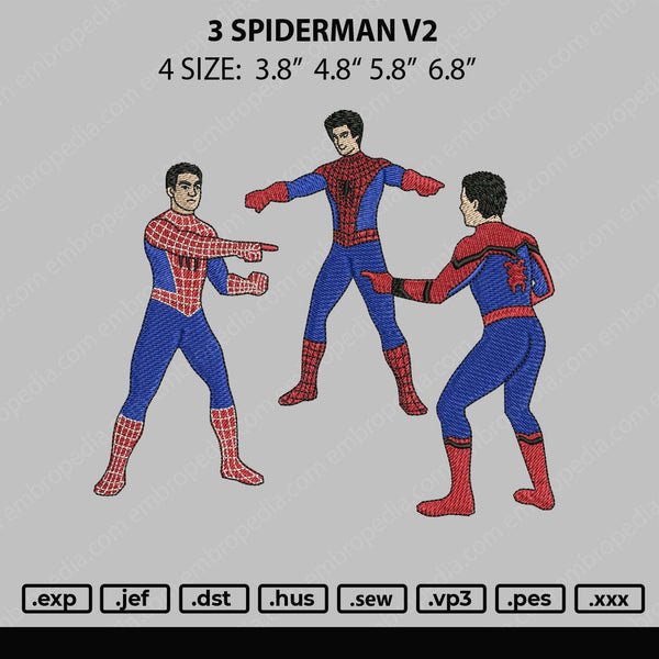 3 Spiderman V2 Embroidery File 4 size