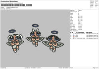 3 Angels PowerPuff Embroidery File 4 size