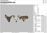 3 dogs Embroidery File 6 sizes