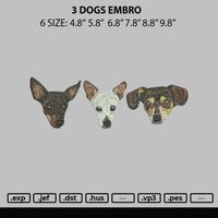 3 dogs Embroidery File 6 sizes