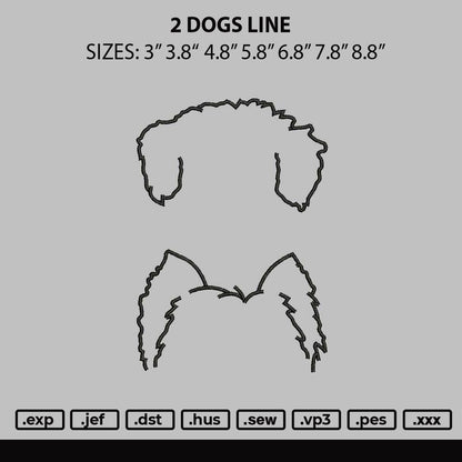 3 Dogs Line Embroidery File 6 sizes