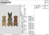 3dogs Xmas Embroidery File 6 sizes