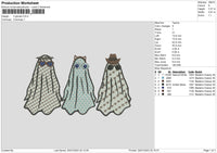 3 Ghosts Embroidery File 6 sizes