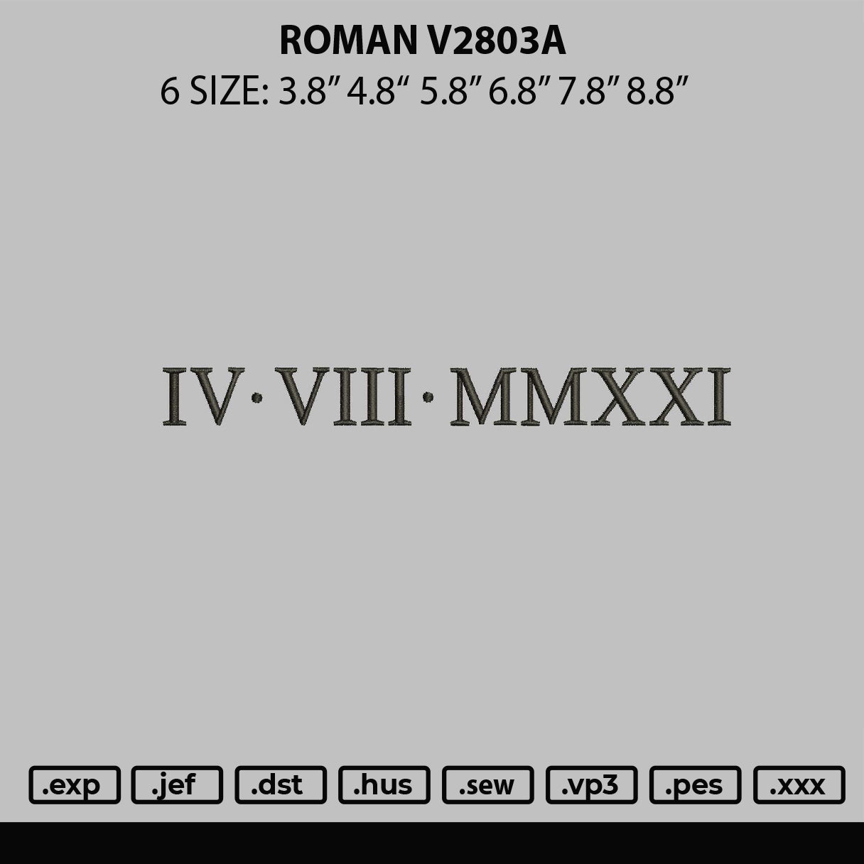 Roman V2803a Embroidery File 6 sizes
