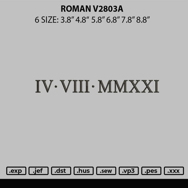 Roman V2803a Embroidery File 6 sizes