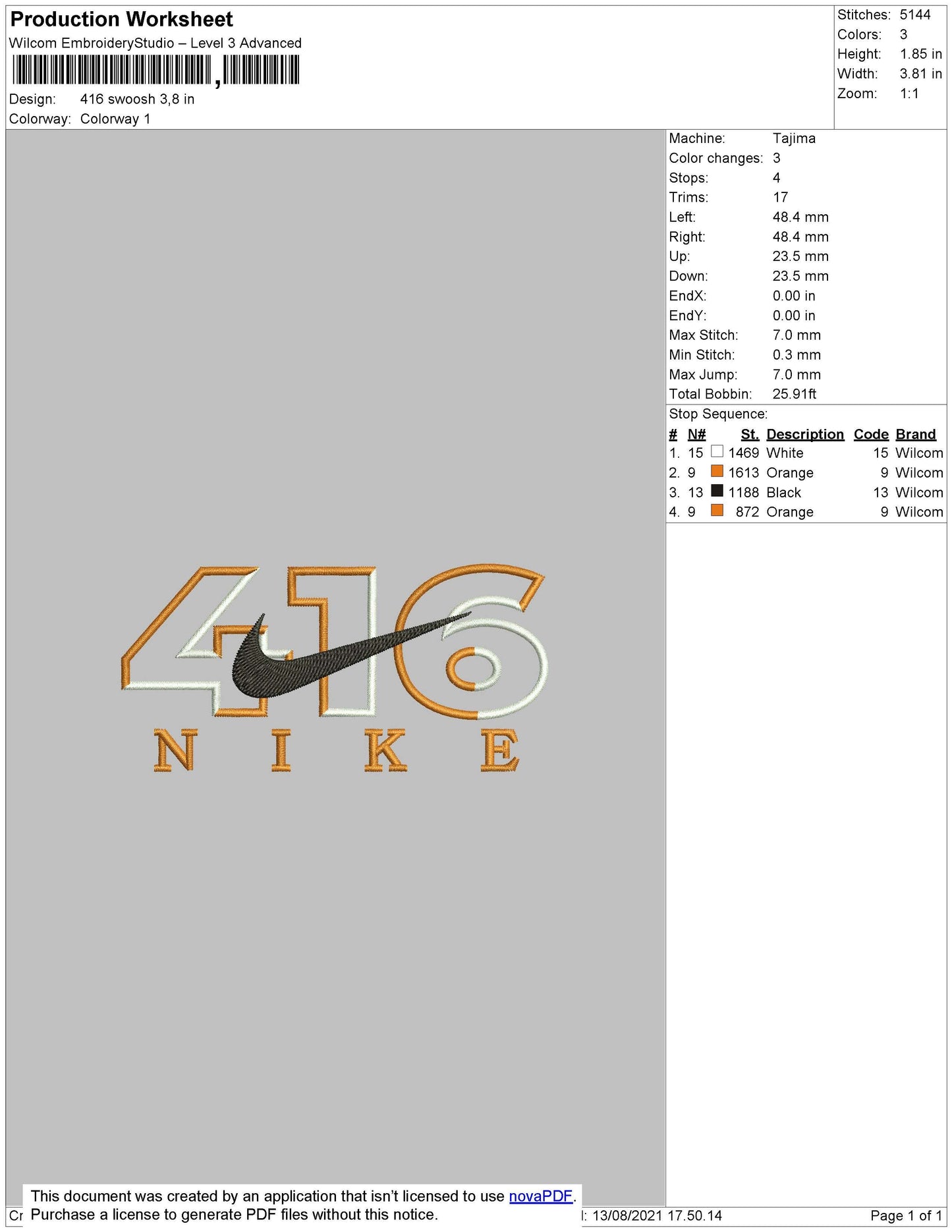 416 Swoosh Nike Embroidery File 4 size