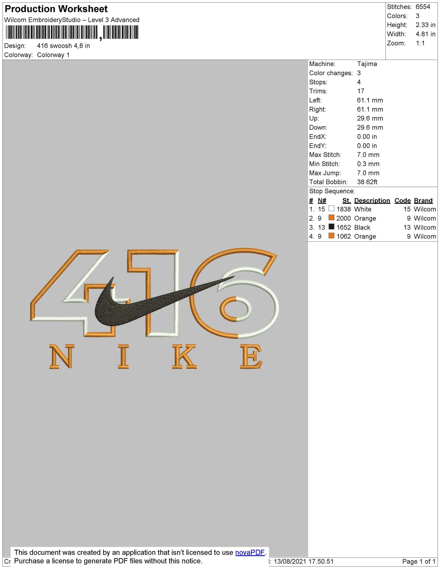 416 Swoosh Nike Embroidery File 4 size