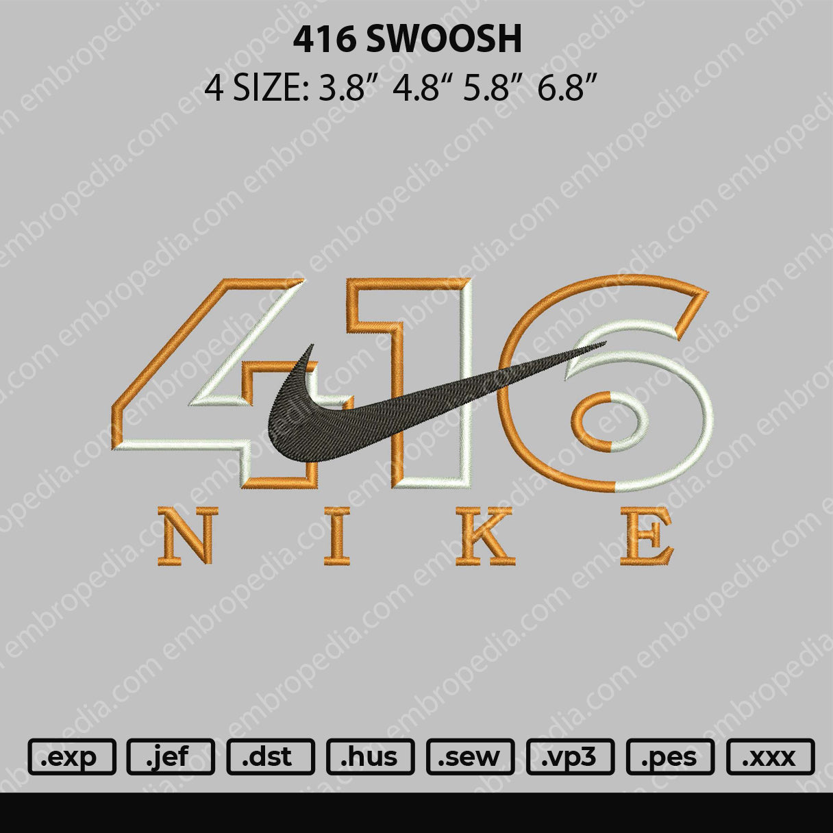 416 Swoosh Nike Embroidery File 4 size