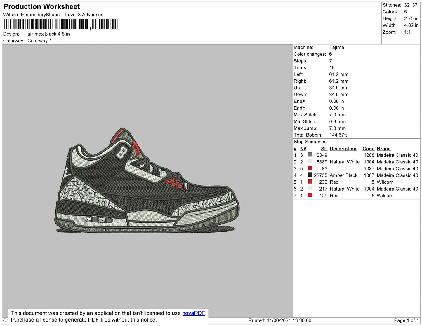 Air Max Black Embroidery File 4 size