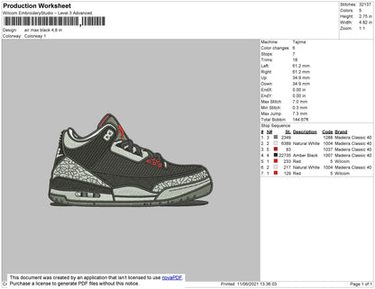 Air Max Black Embroidery File 4 size