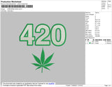 420 Marijuana Embroidery File 4 size