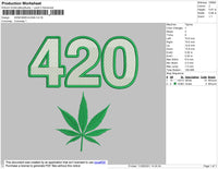 420 Marijuana Embroidery File 4 size