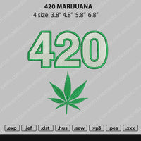 420 Marijuana Embroidery File 4 size