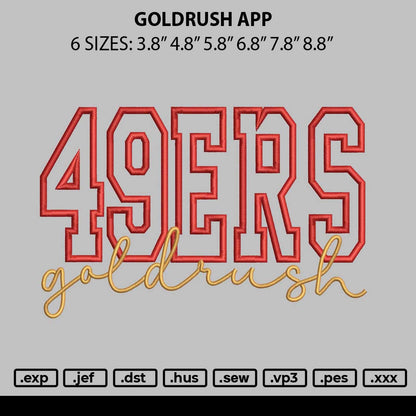 Goldrush App Embroidery File 6 sizes