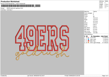 Goldrush App Embroidery File 6 sizes