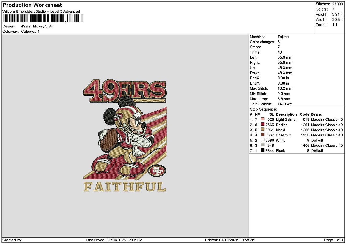 Mickey Sport 0110 Embroidery File 6 sizes