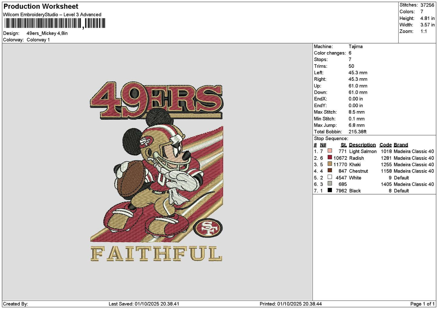 Mickey Sport 0110 Embroidery File 6 sizes