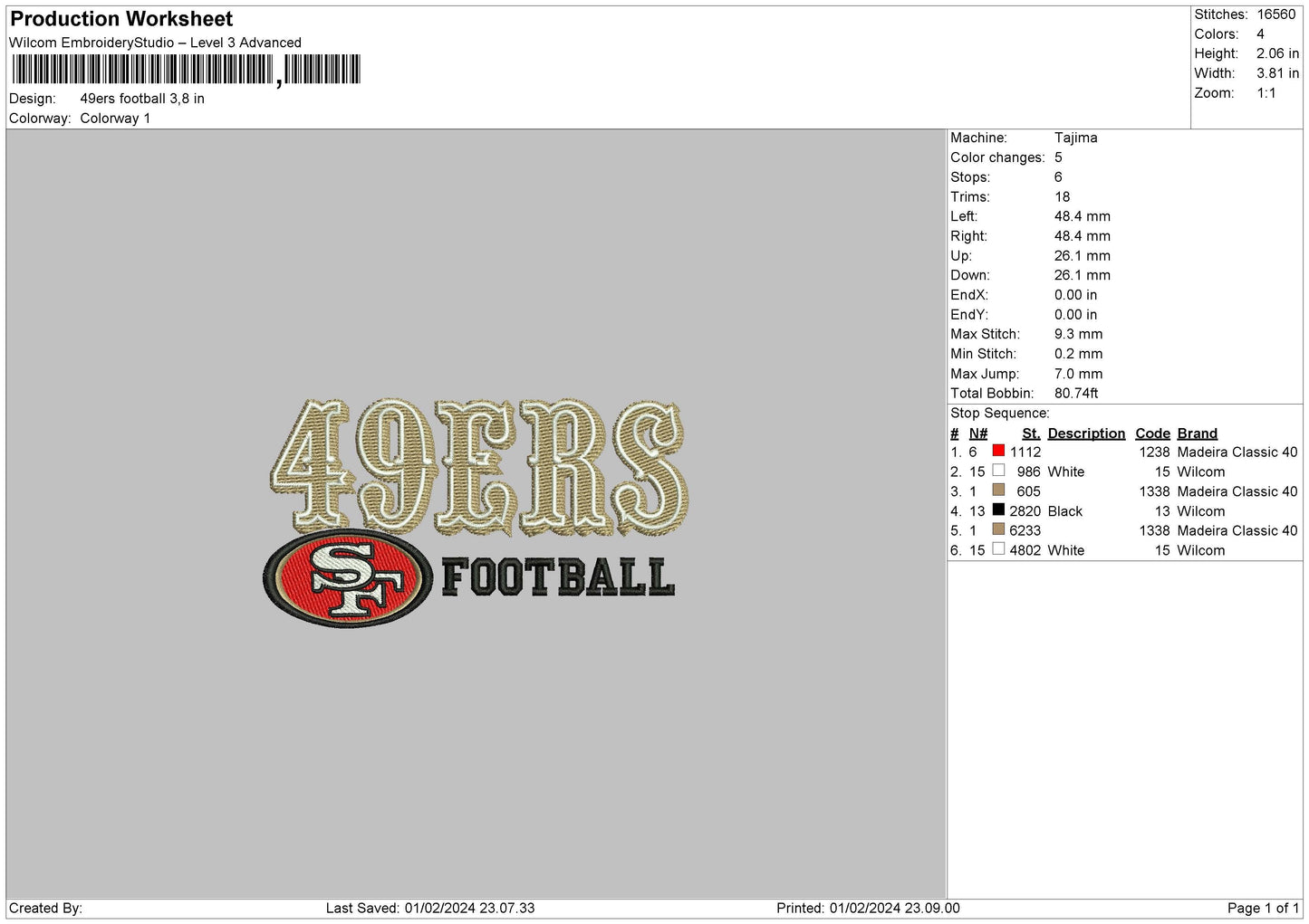 Football 0102 Embroidery File 6 sizes