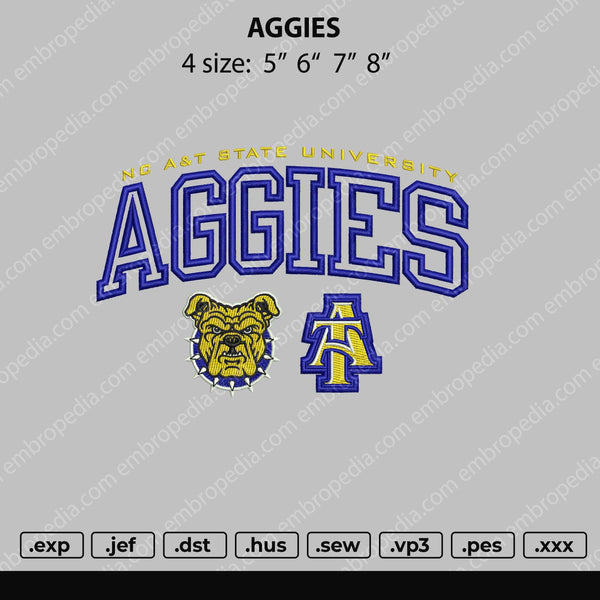 Aggies Embroidery File 4 size