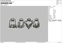 4 Ghosts Embroidery File 6 sizes