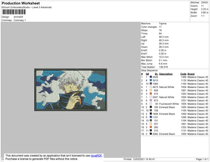 1 Anime 03 Rectangle  Embroidery File 4 size