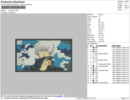 1 Anime 03 Rectangle  Embroidery File 4 size