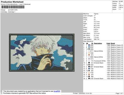 1 Anime 03 Rectangle  Embroidery File 4 size