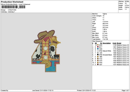 4 Cowboy Embroidery File 6 sizes