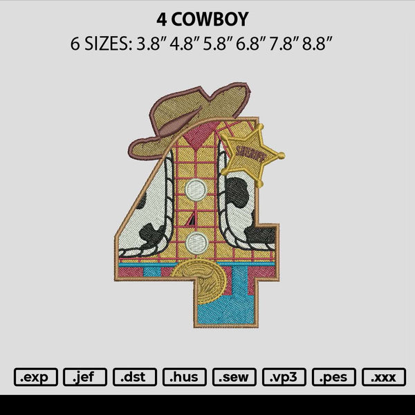 4 Cowboy Embroidery File 6 sizes