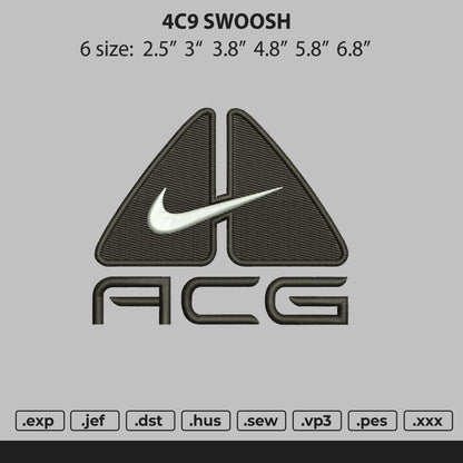 ACG swoosh Nike  Embroidery File 6 Size