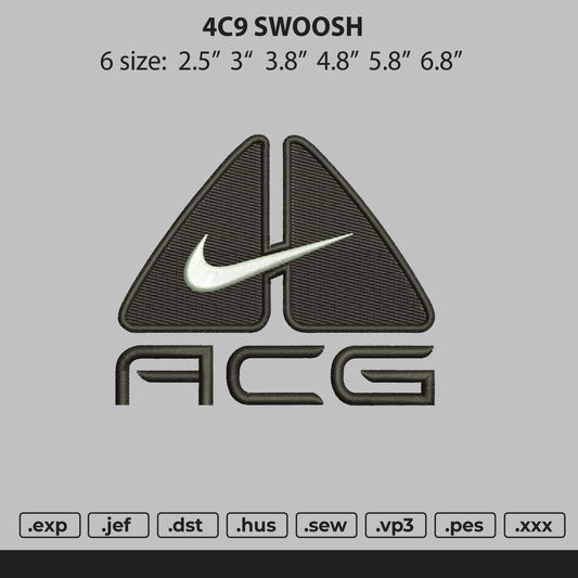 ACG swoosh Nike  Embroidery File 6 Size