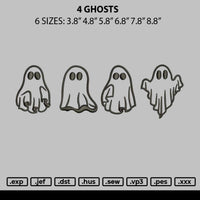 4 Ghosts Embroidery File 6 sizes