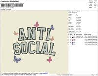 Anti Social Embroidery File 4 size