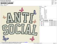 Anti Social Embroidery File 4 size