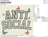 Anti Social Embroidery File 4 size