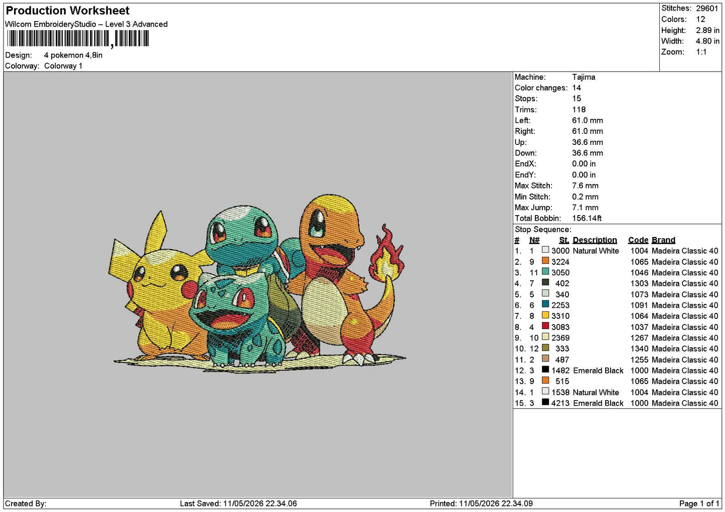 4 Poke Embroidery File 6 sizes