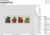 4 Superheroes Embroidery File 6 sizes