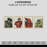 4 Superheroes Embroidery File 6 sizes