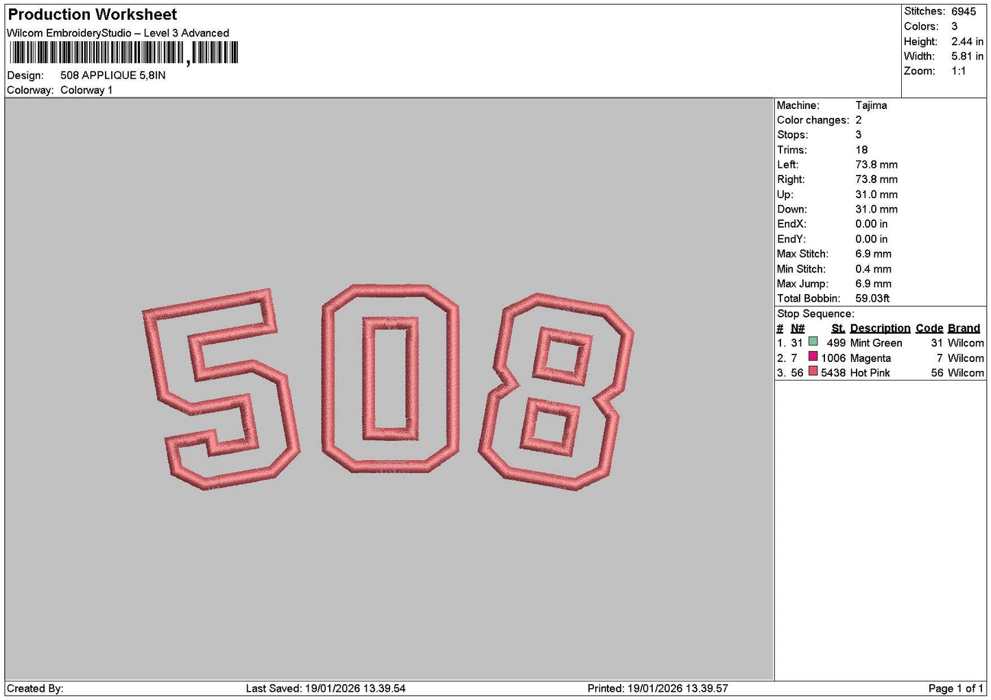 508 Applique Embroidery 6 sizes