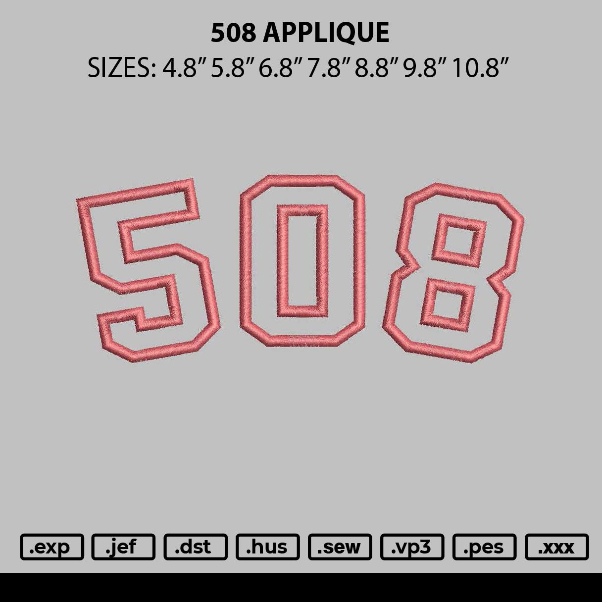 508 Applique Embroidery 6 sizes