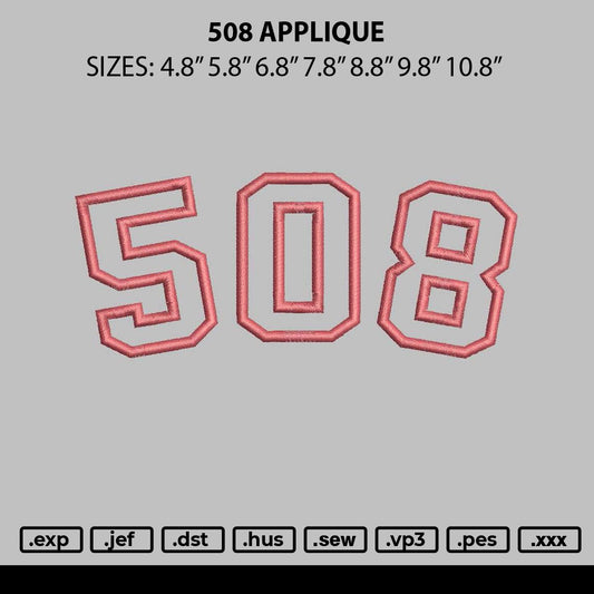 508 Applique Embroidery 6 sizes