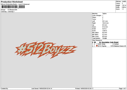 Boyzztext Embroidery File 6 sizes