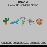 5 Icons V2 Embroidery File 6 sizes