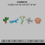 5 Icons V2 Embroidery File 6 sizes