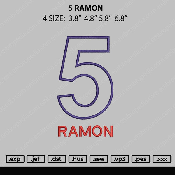 5 Ramon Embroidery File 4 size