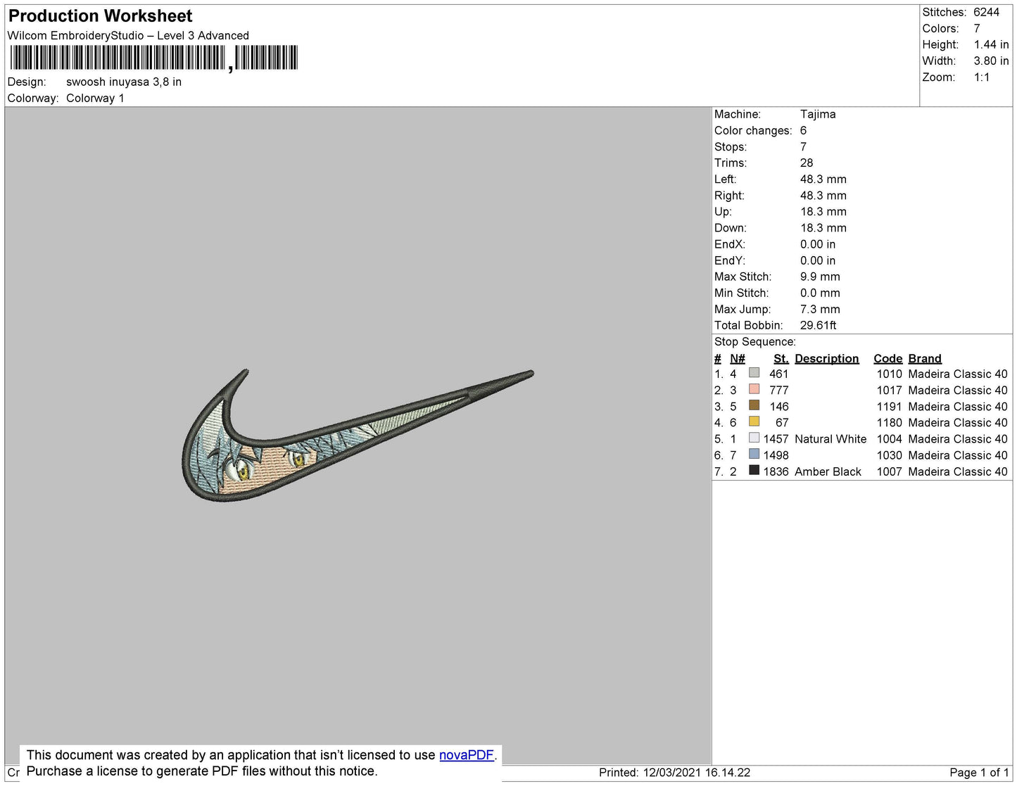 Swoosh Inuyasha Embroidery File 4 size