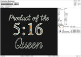 5 16 Queen Embroidery File 4 size